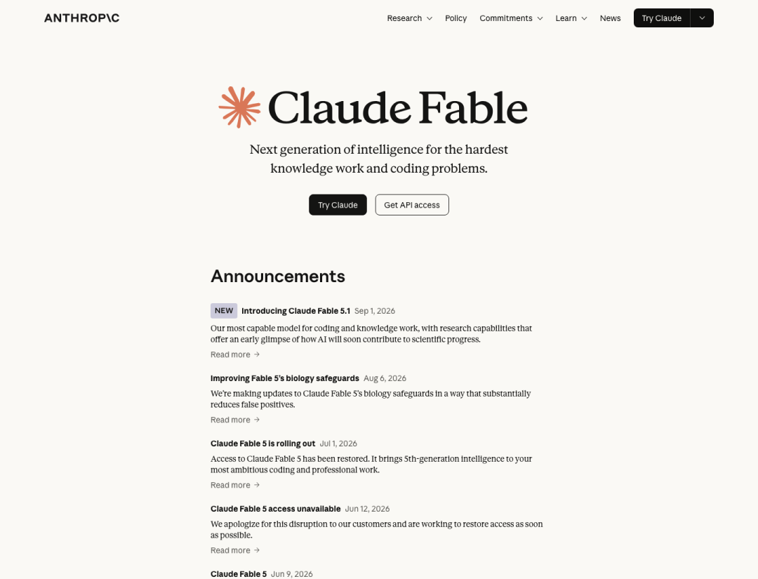 Claude Fable 5.1 官方页面