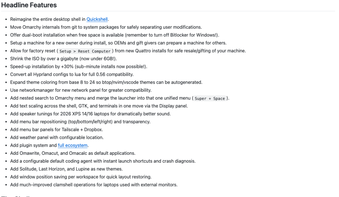 Omarchy 4.0 Quickshell 架构示意图
