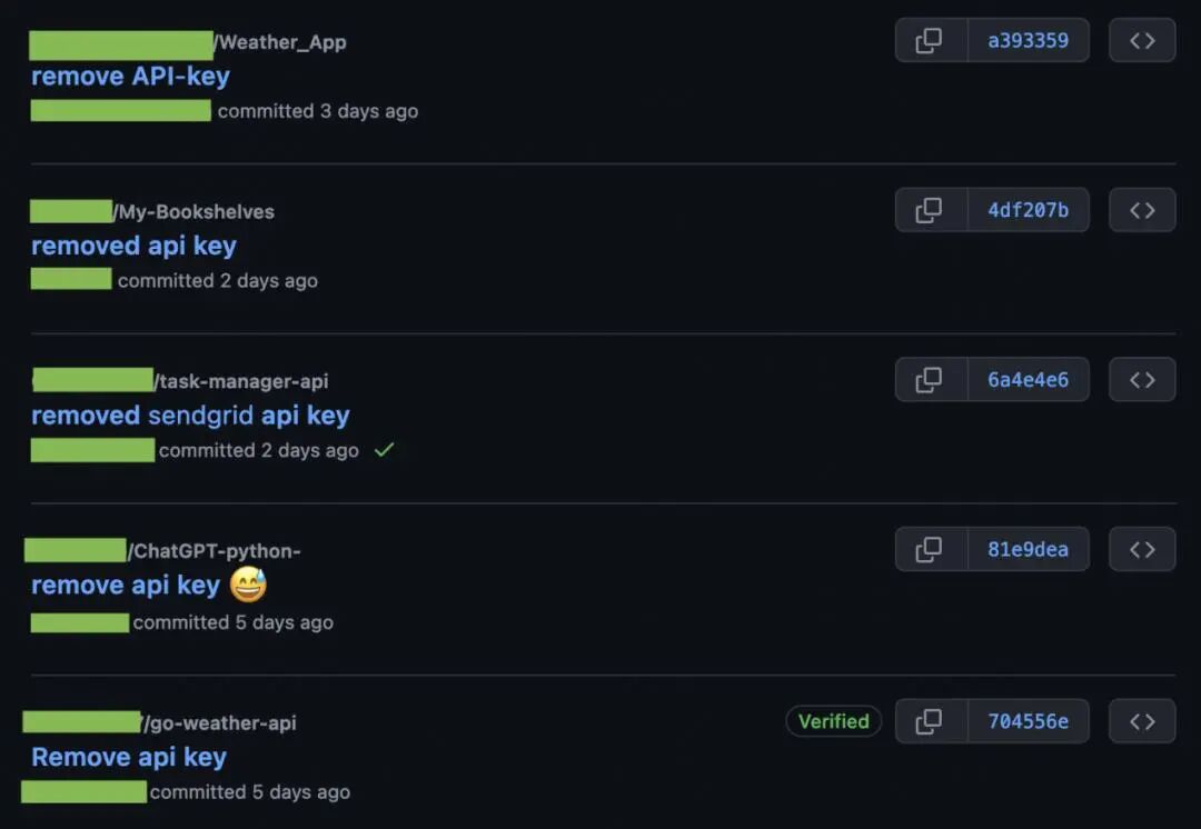 GitHub上搜索remove api key的真实结果,成千上万人在代码里泄露API key后紧急删除