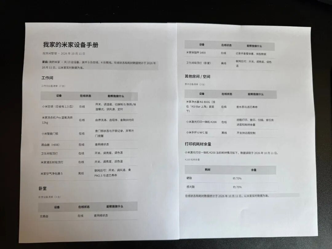 打印完成的文档实物图
