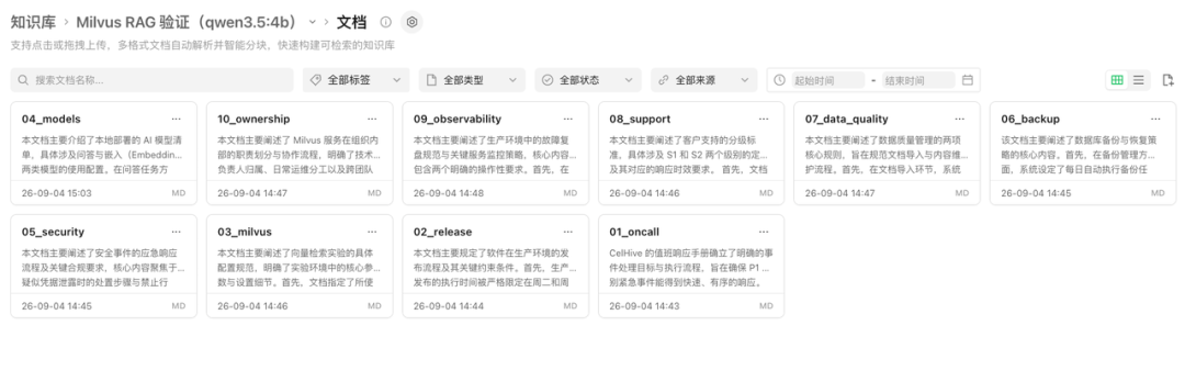 WeKnora 问答界面,展示基于 Milvus 检索结果生成的答案及原文引用