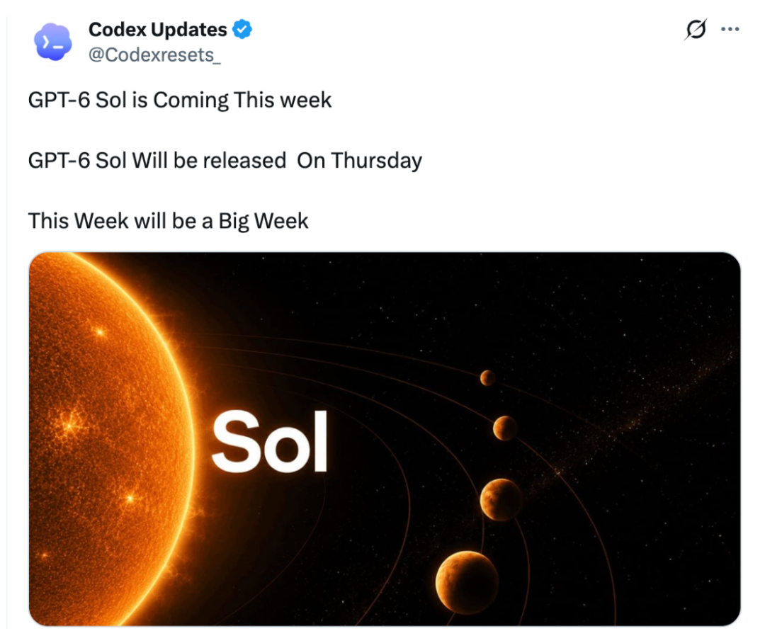 网友关于GPT-6 Sol灰度测试的X平台发言截图
