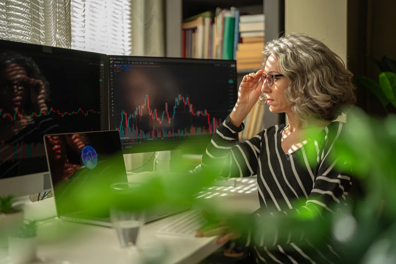 Photo illustration of executive tracking AI performance