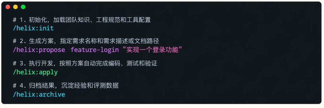 通过标准化命令启动工作流示意图