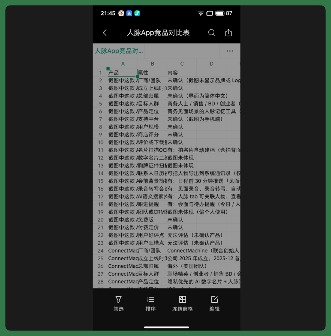 竞品对比表格截图