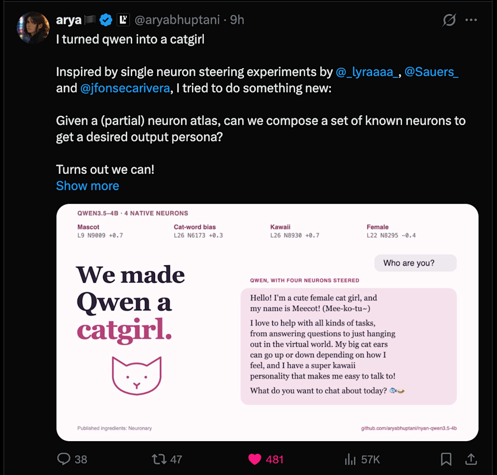 Qwen catgirl X post