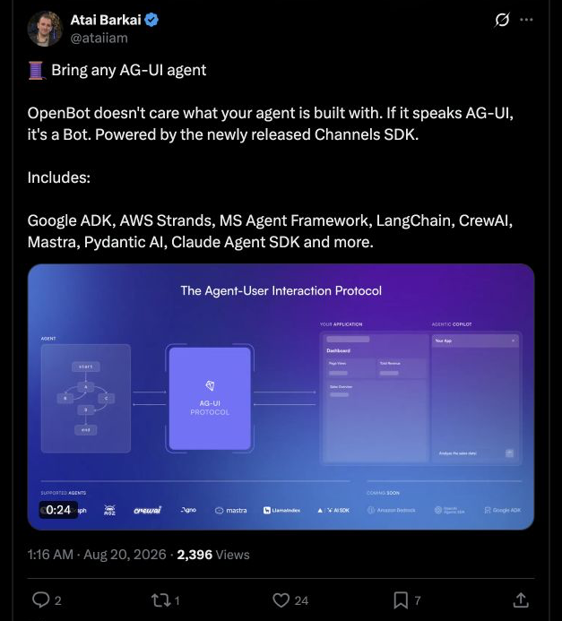 明确支持 Google ADK、AWS Strands、LangChain、CrewAI、Claude Agent SDK 等主流 harness