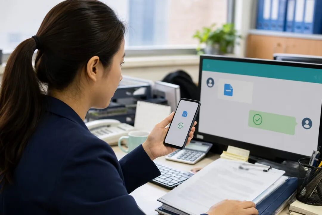 企业微信中合同归档助手交互界面示意