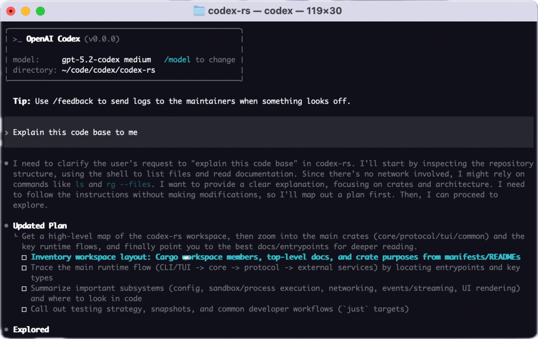Codex Agent 架构示意图