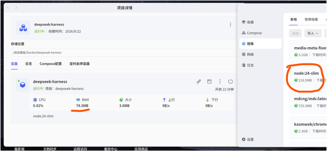 Docker项目运行状态界面