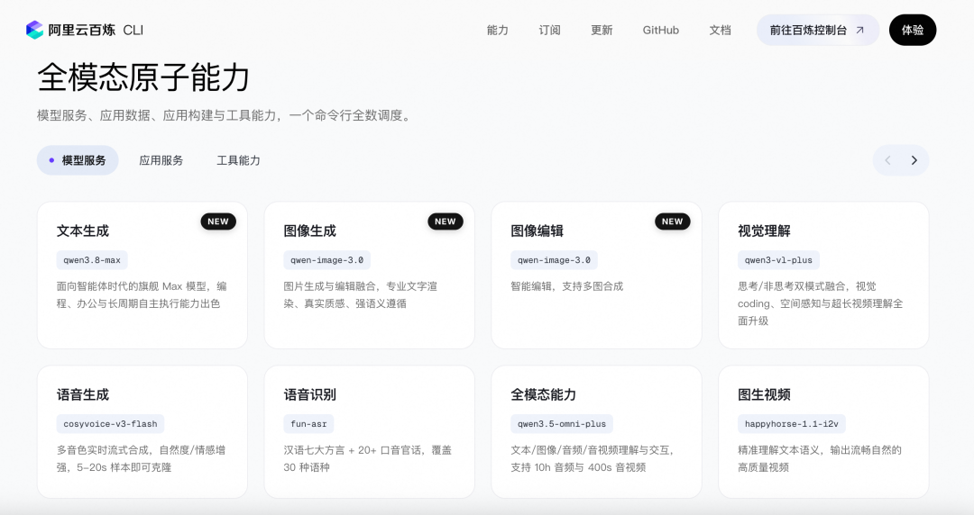 阿里云百炼 CLI 官网界面截图