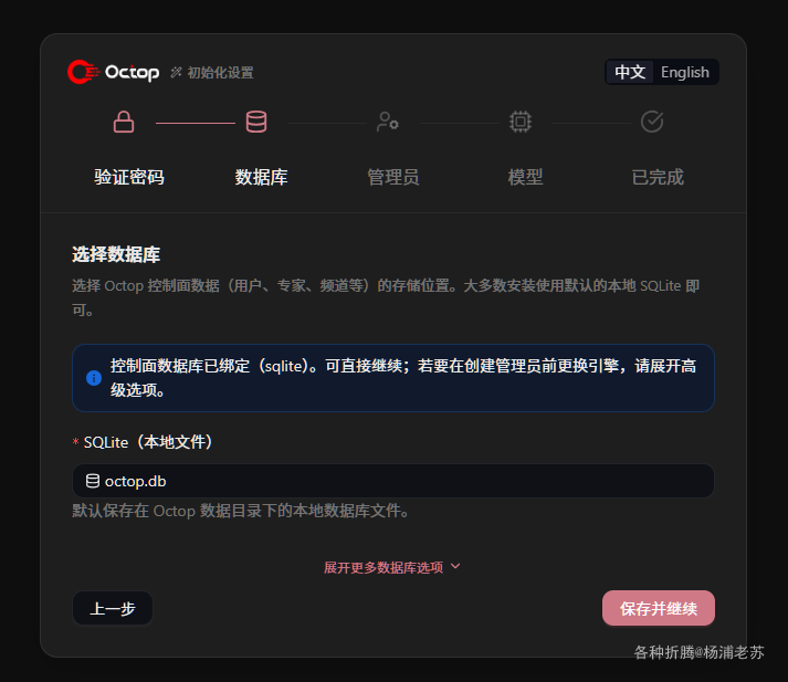 Octop数据库配置界面截图